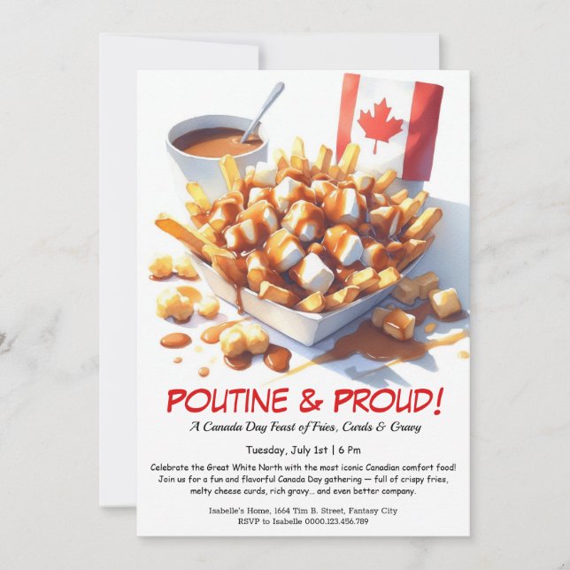 Poutine & Stolt – Canada Day Matinladning Inbjudningar (Framsida)