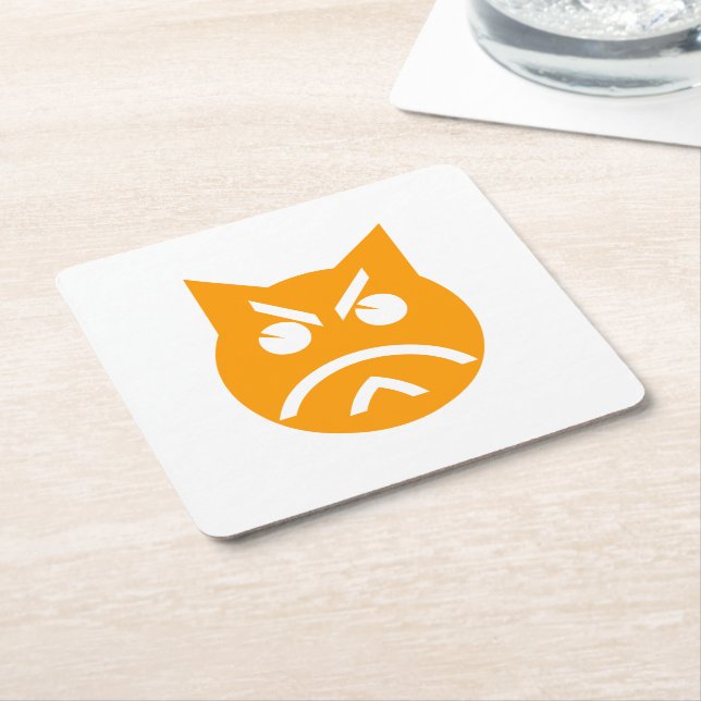 Pouting Emoji Cat Underlägg Papper Kvadrat (Vinklad)