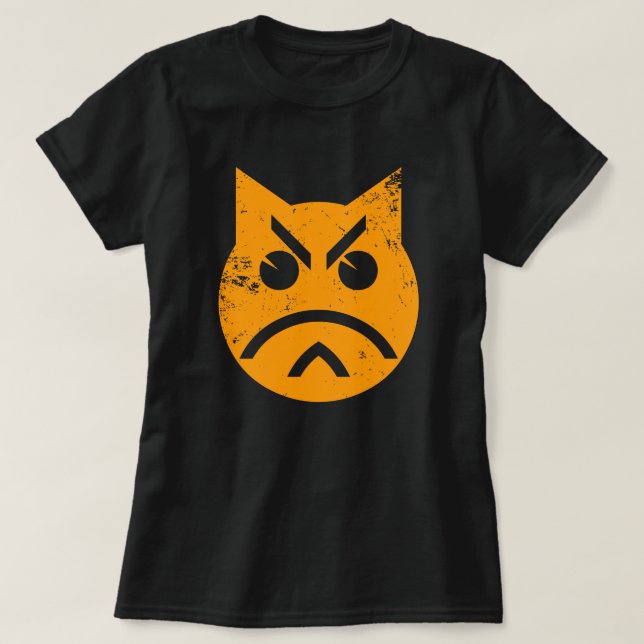 Pouting Grunge Cat Emoji T Shirt (Design framsida)