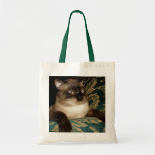 Pouty Ansikte Siamese Cat Bag Tygkasse