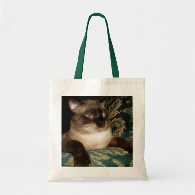 Pouty Ansikte Siamese Cat Bag Tygkasse (Framsidan)