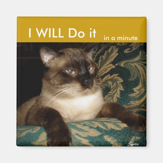 Pouty Siamese Cat Fridge Magnet (Framsidan)