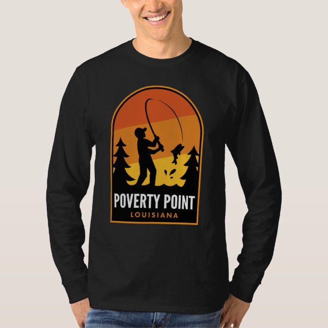 Poverty Point Louisiana Fishing T Shirt (Framsida)
