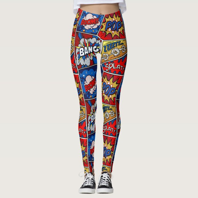 Pow Bang Boom! Roligt Toppen Hero Leggings (Framsida)