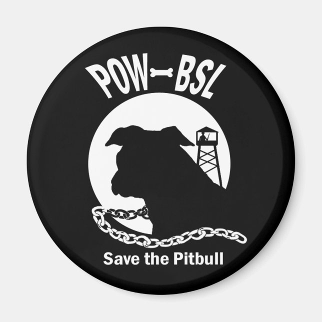 POW BSL Spara Pitbull Hund Emblem Magnet (Framsidan)