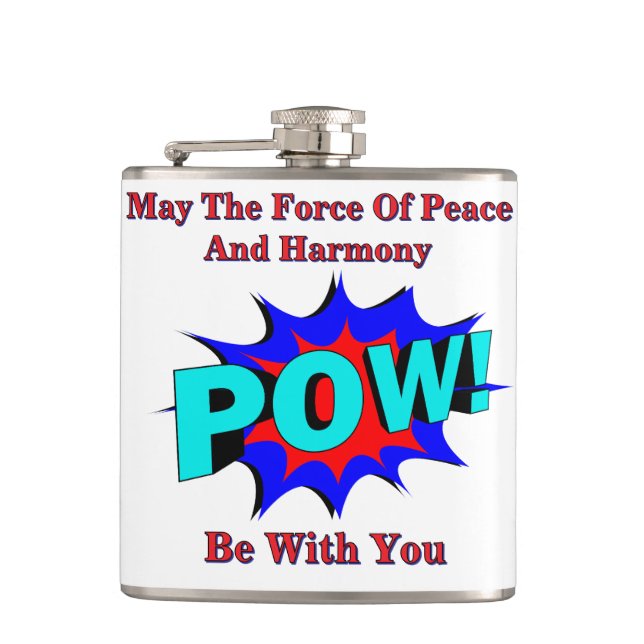 Pow! Freden och harmoni Vinyl Wrapped Flask Fickplunta (Framsidan)