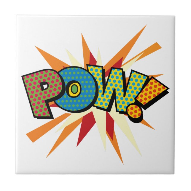 POW Kul Retro Serietidning Pop Art Kakelplatta (Framsidan)