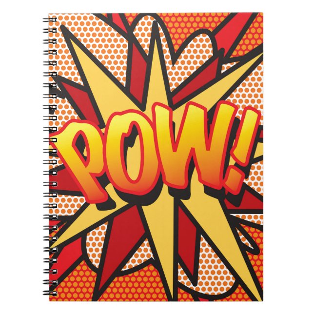 POW Kul Retro Serietidning Popkonst Anteckningsbok Med Spiral (Framsidan)