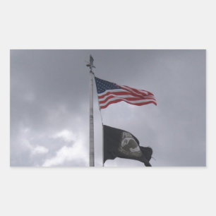 POW/MIA & American Flagga Rektangulärt Klistermärke