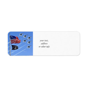 POW MIA Flagga med Old glory & Thunderbird Returadress Etikett