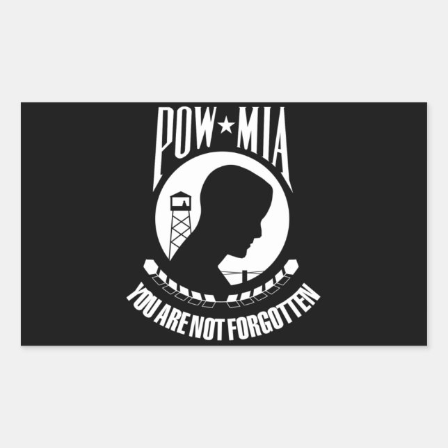 POW MIA FLAGGA REKTANGULÄRT KLISTERMÄRKE (Framsida)