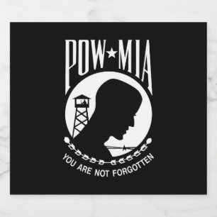 POW MIA-flagga: Saknade soldater från Vietnamkrige Ölflaska Etikett