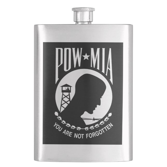 POW MIA Flagga: Soldater från Vietnam Krig saknas, Fickplunta (Framsidan)