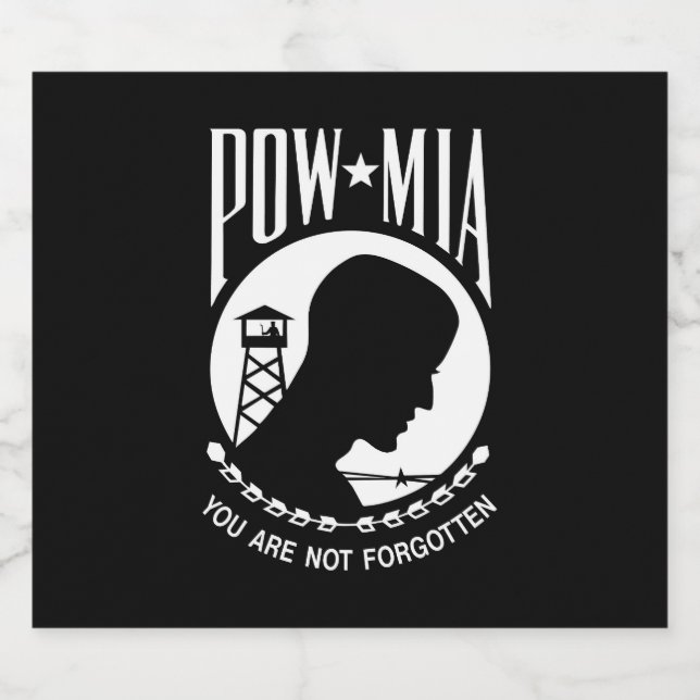 POW MIA Flagga: Soldater från Vietnam Krig saknas, Ölflaska Etikett (Singel etikett)