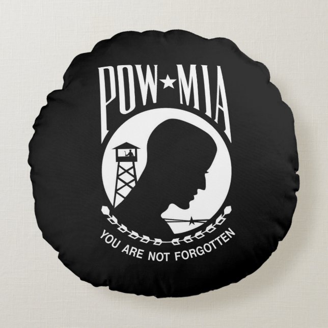 POW MIA Flagga: Soldater från Vietnam Krig saknas, Rund Kudde (Framsidan)