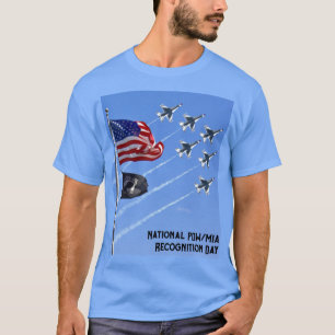 POW MIA Flagga, USA flagga och Thunderbird T Shirt