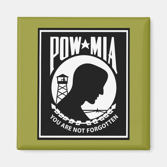 POW/MIA-Logotyp - Rektangel Magnet (Framsidan)