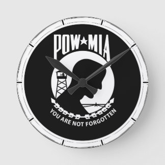 POW/MIA Round Bamboo Ram Rund Klocka