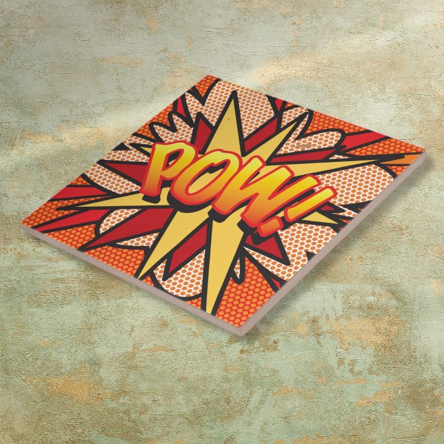 POW Roligt Retro Tecknad Bok-popup-bild Kakelplatta (POW Fun Retro Comic Book Pop Art Tile)