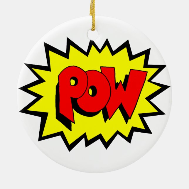 POW - Tecknad Bok Pop Art Julgransprydnad Keramik (Baksidan)