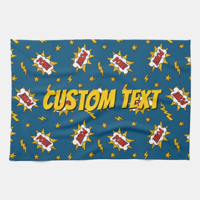 Pow Tecknad Ljud Effect Mönster Kökshandduk (Horisontell)