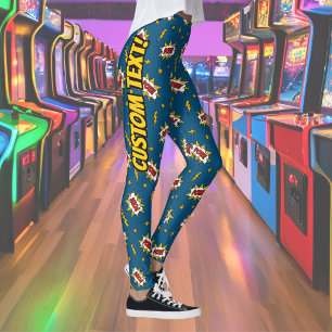 Pow Tecknad Ljud Effect Mönster Leggings
