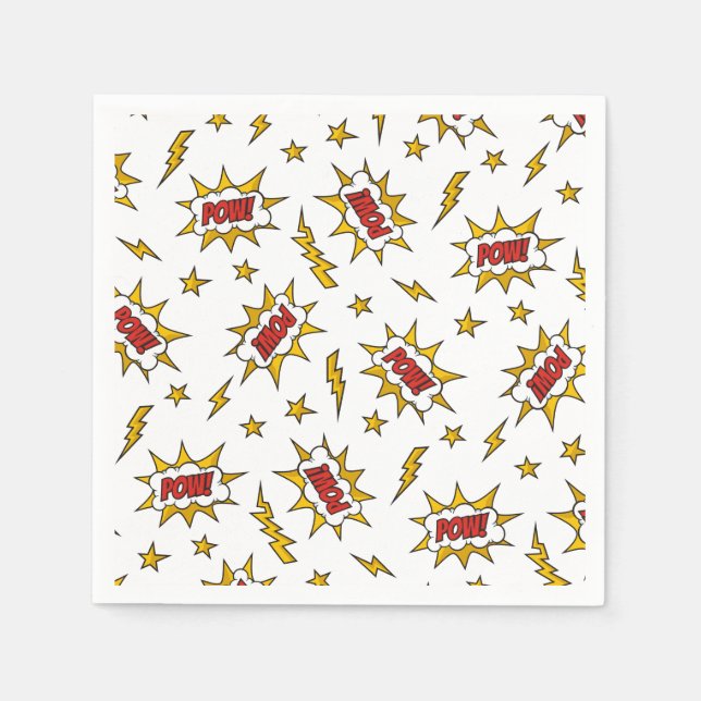 Pow Tecknad Ljud Effect Mönster Pappersservett (Framsidan)