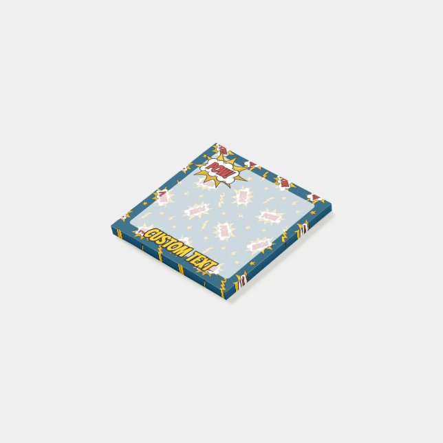 Pow Tecknad Ljud Effect Mönster Post-it Block (Vinklad)