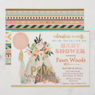 Pow Wow Tribal Tält Baby Shower Inbjudan