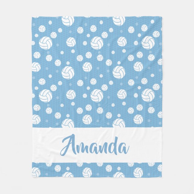 Powder Blue Chevron Volleyball Mönster Fleecefilt (Framsidan)