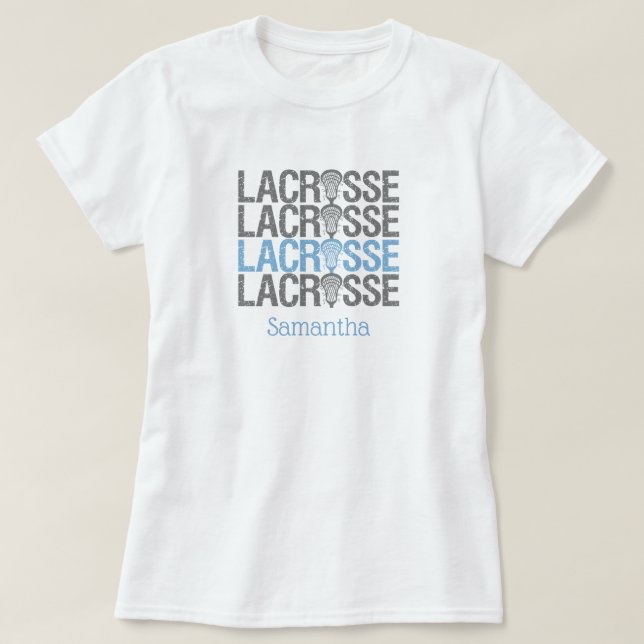 Powder Blue Distress Lacrosse Ord T Shirt (Design framsida)
