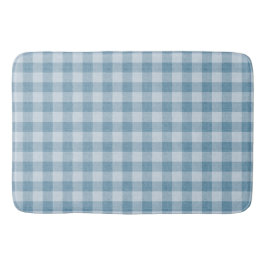 Powder Blue Gingham Buffalo Check Linen Texture Badrumsmatta