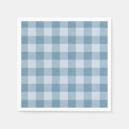 Powder Blue Gingham Buffalo Check Linen Texture Pappersservett