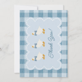 Powder Blue Gingham Goose Baby Shower Thank You Tack Kort