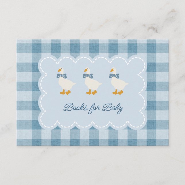 Powder Blue Gingham Goose Books for Baby Tilläggskort (Framsida)