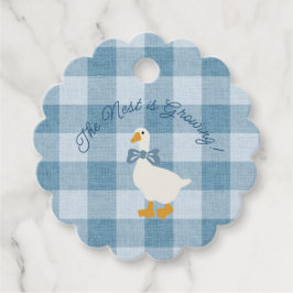 Powder Blue Gingham Goose The Nest Is Growing Gåvor Etiketter