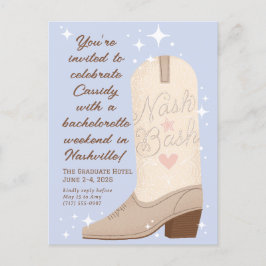 Powder Blue Nash Cowgirl Boot Bachelorette Vykort