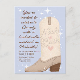 Powder Blue Nash Cowgirl Boot Bachelorette Vykort