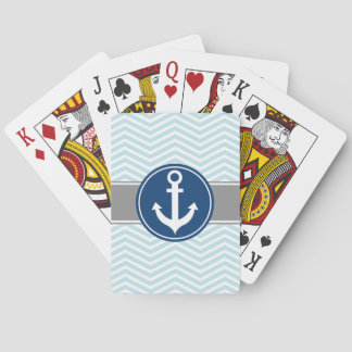 Powder Blue Nautical Anchor Chevron Casinokort