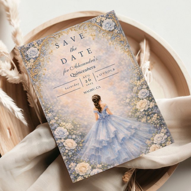 Powder Blue Rose Garden Quinceañera Spara Datumet (Skapare uppladdad)