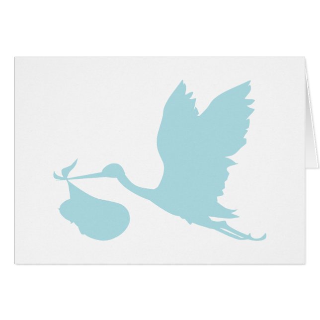 Powder Blue Stork Hälsningskort (Framsidan Horizontal)
