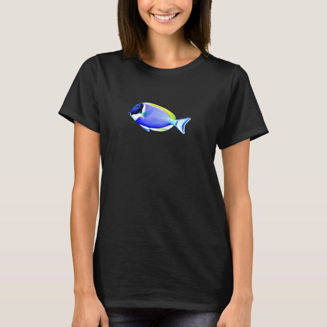 Powder Blue Tang Saltwater Reef Fish T Shirt (Framsida)