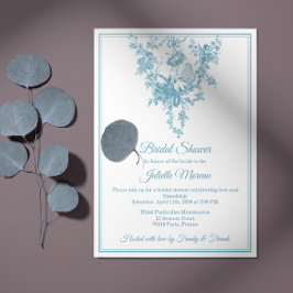 Powder Blue Toile de Jouy Bridal Shower Invitation Inbjudningar