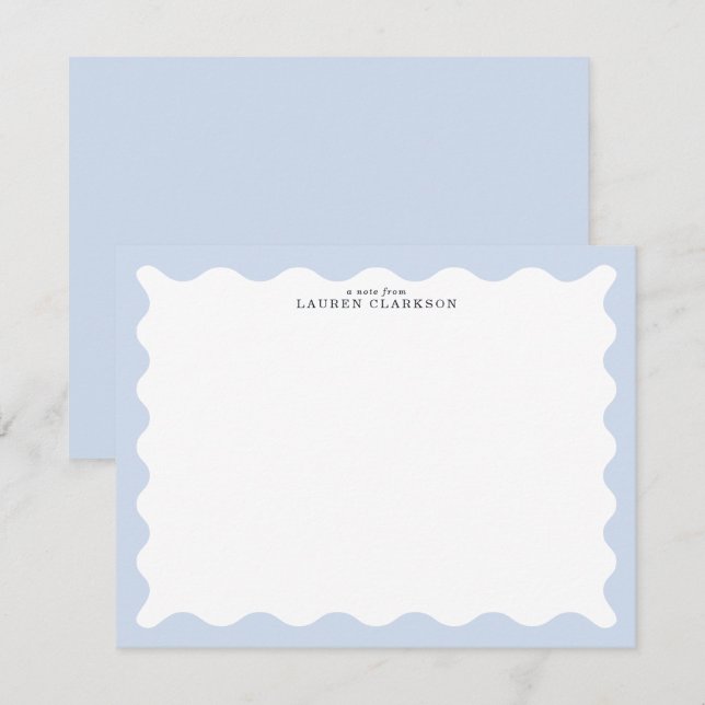 Powder Blue Wavy Frame Note Card Inbjudningar (Fram/baksida)