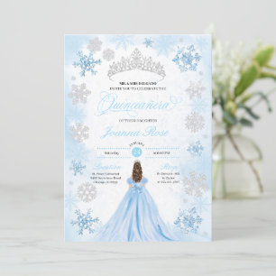 Powder Blue Winter Wonderland Quinceanera Inbjudningar