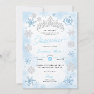 Powder Blue Winter Wonderland Quinceanera Inbjudningar