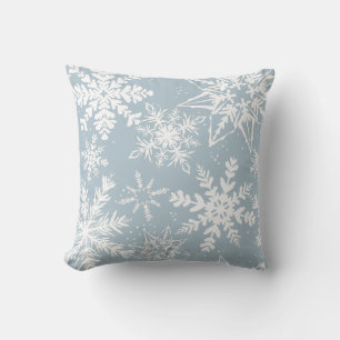 Powder Blue Winter Wonderland Snowflake Mönster Kudde