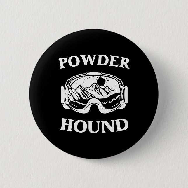 Powder Hound Snowboarding Skiing Winter Sport Top Knapp (Framsida)