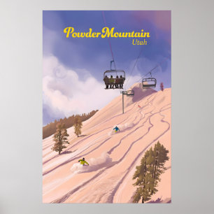 Powder Mountain Utah Skidort Resemaljör Poster