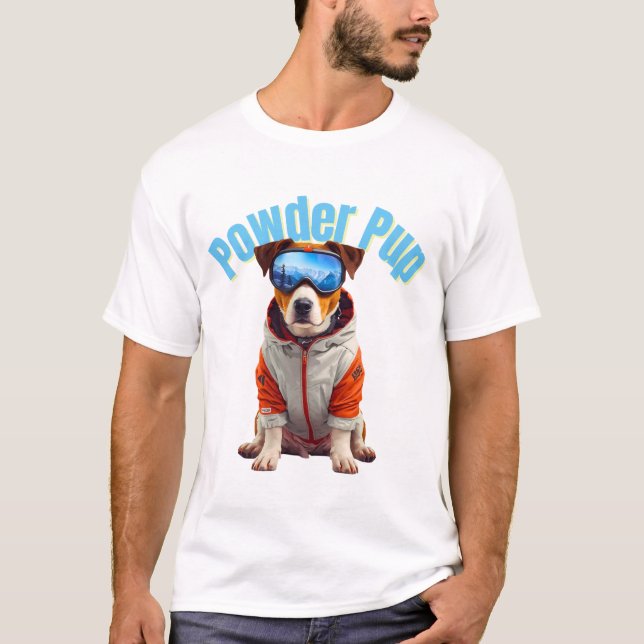 Powder Pup Jack Russell Terrier Ski Dog  T Shirt (Framsida)
